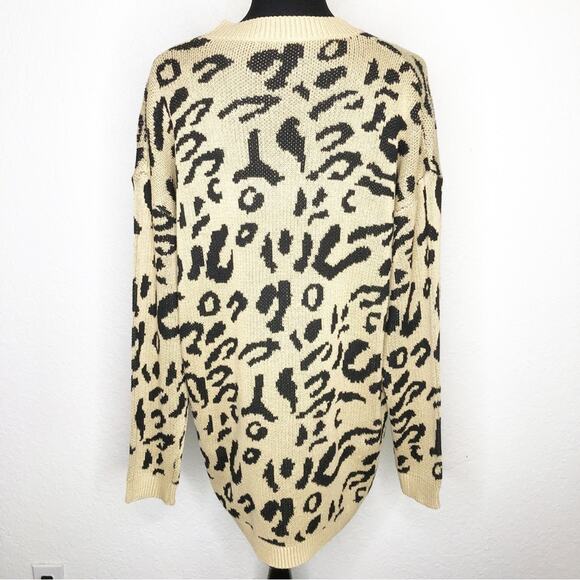 C+D+M Collection tan black leopard animal print sweater tunic size Large - Picture 15 of 15